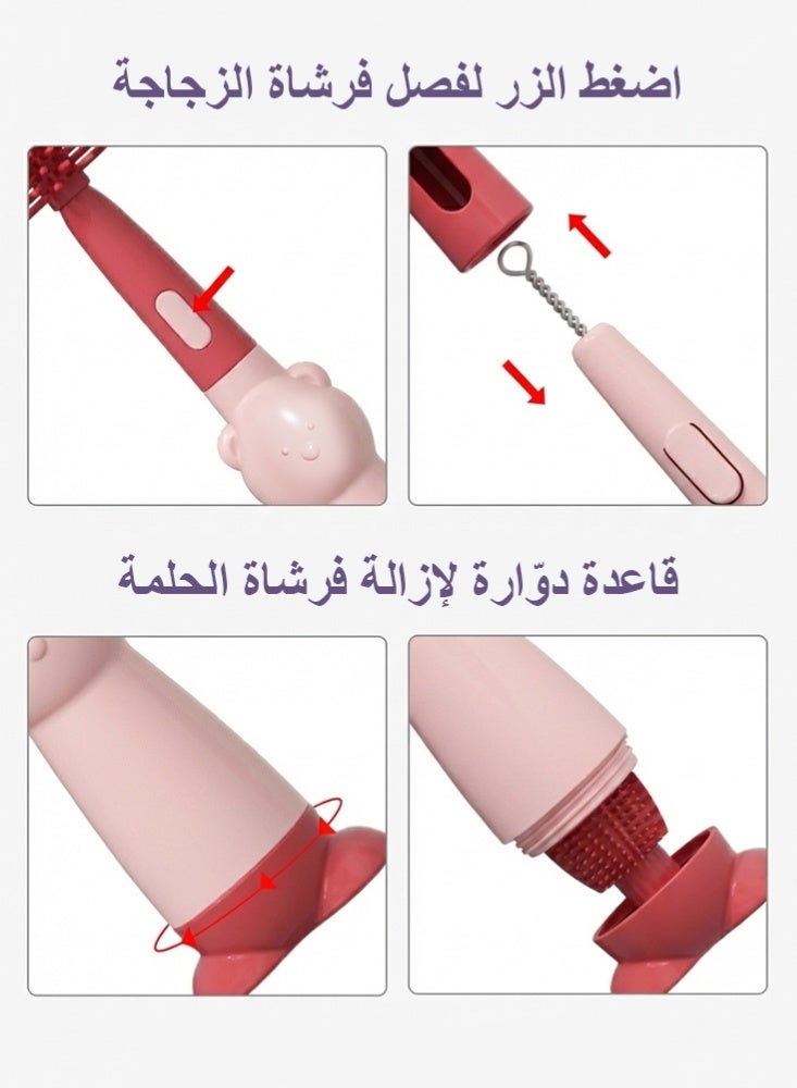 BBMORE 3-in-1 Silicone Feeding Bottle Brush,  Bottle Cleaning Brush with Long Handle Portable for Baby Bottles, Sports Bottle, Vase, Glassware, Smaller Diameter Bottle Openings（Red) - Image 4